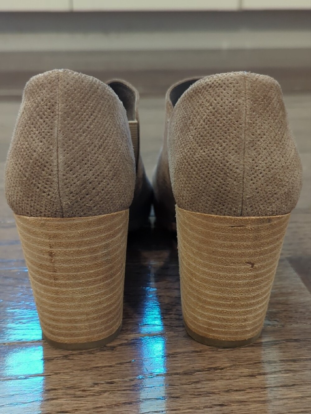 Eileen Fisher Taupe Open-Toe Block Heel‎ Booties - Picture 4 of 6